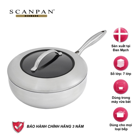 Chảo chống dính sâu lòng Scanpan CTX 26cm 65082600 đáy từ có nắp