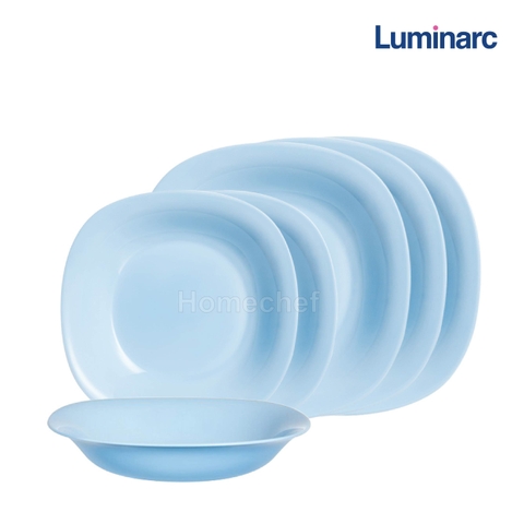 Bộ đĩa (dĩa) Luminarc Carine thủy tinh màu xanh 6 chi tiết CR6B