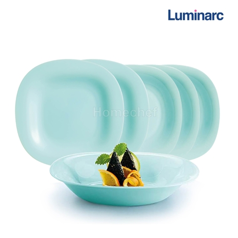 Bộ đĩa (dĩa) Luminarc Carine thủy tinh xanh ngọc 6 chi tiết CR6A