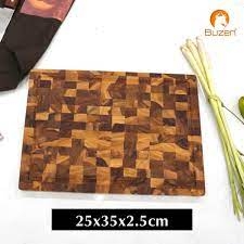 Thớt gỗ Teak đầu cây chữ nhật DC02 size M (dày 2,5 x rộng 25 x dài 35cm)