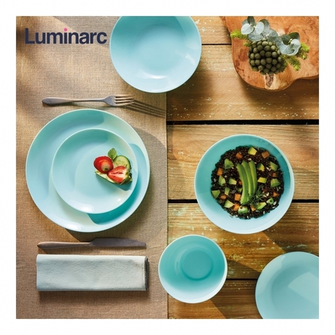 Bộ đĩa (dĩa) Luminarc Diwali thủy tinh xanh ngọc 6 chi tiết DW6A