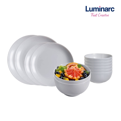 Bộ bát đĩa (tô, chén, dĩa) Luminarc thủy tinh màu Granit 12 chi tiết DW 12C