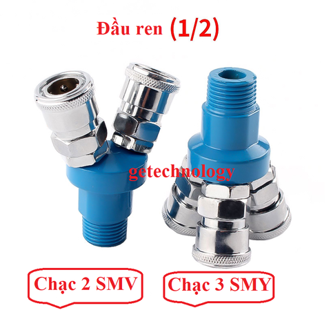 Khớp nối nhanh SMV và SMY, bộ chia khí SMV và SMY, chạc chia khí SMV và SMY ren ngoài 1/2