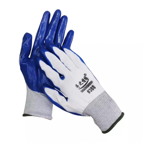 Găng Tay Bảo Hộ Lao Động 388, găng tay phủ sơn xanh 388, găng tay chống cắt, găng tay cho thợ lao động xây dựng, bốc xếp