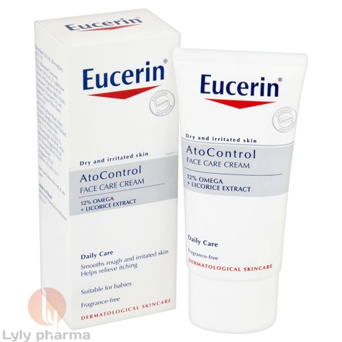 Eucerin Ato Control Face Care Cream 12% Omega - Kem dưỡng da dành cho da khô, chàm, vảy nến
