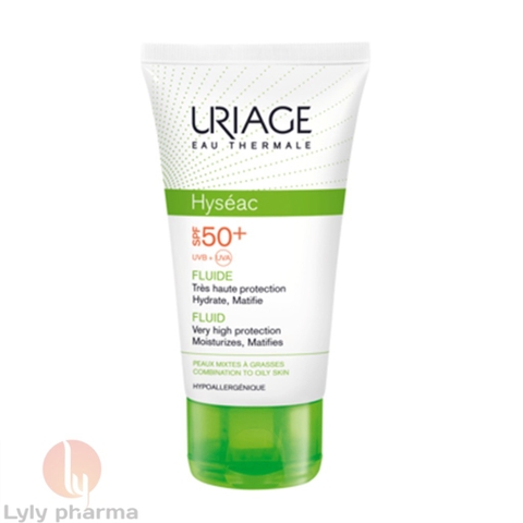 Uriage Hyseac Fluide SPF50+ - Kem giảm dầu, chống nắng dành cho da dầu, da mụn