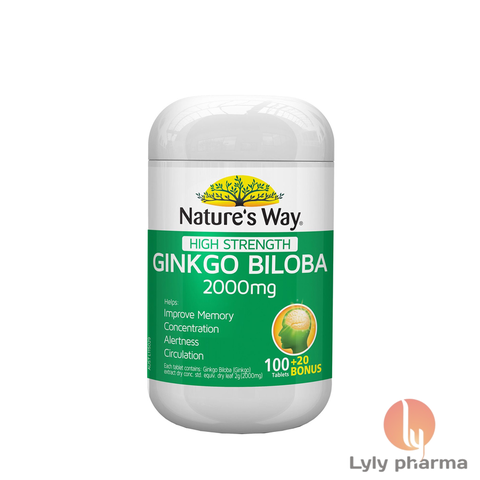 NATURE'S WAY GINKGO BILOBA 2000MG - VIÊN UỐNG BỔ NÃO, TĂNG CƯỜNG TRÍ NHỚ