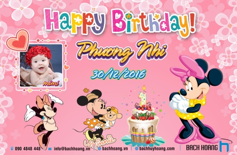 Thiết Kế Backdrop Sinh Nhật - Phông Sinh Nhật Minnie