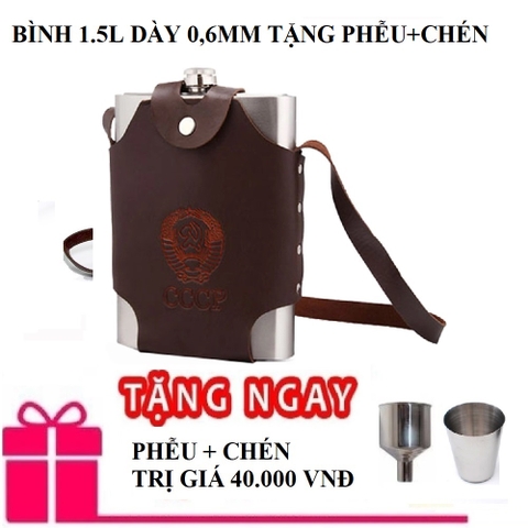 BÌNH ĐỰNG RƯỢU INOX 304 CCCP DÀY 0,6 MM BAO GỒM TÚI ĐỰNG BÌNH TẶNG PHỄU SHOPAHA247