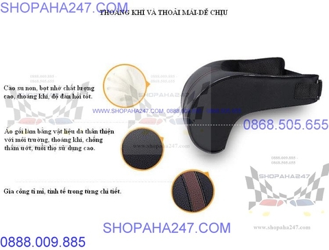 Bộ tựa lưng và gối đầu 3D màu đen (Cao su non bọc da)