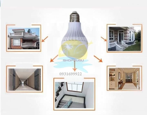 Bộ 2 Bóng đèn Led Bulb cảm ứng cơ thể thông minh 12W tự động tắt mở (Trắng + Đui đèn)