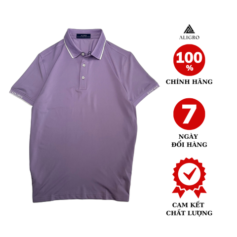 Áo polo golf nam ngắn tay ALIGRO chất vải coolmax màu tím năng động ALGPLO112