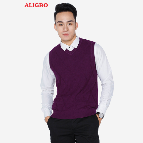 Áo len gile ALENGL009 cổ tim tím