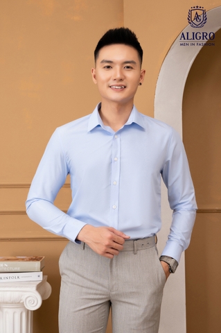 Áo sơ mi slimfit dài tay xanh biển Aligro ALGS222