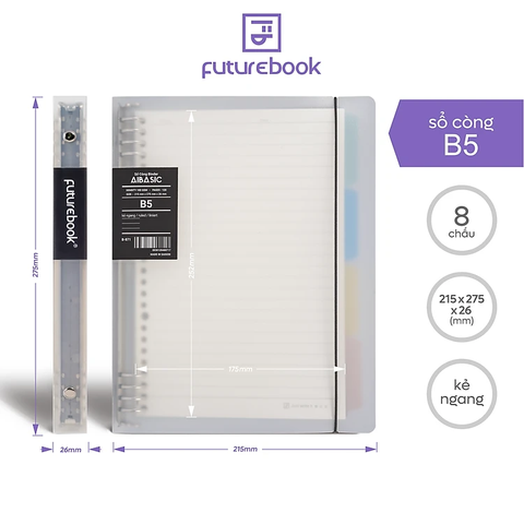 Sổ Bìa Còng 8 Chấu AiBasic B5 (Caro) Futurebook B5B870