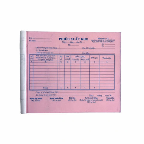 Phiếu Xuất Kho 2L A5 (50 Bộ)