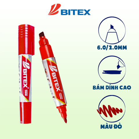 Bút lông dầu mực đen-đỏ-xanh PM01 BITEX ( 10 cây - hộp)