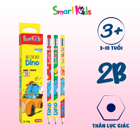 Bút chì họa tiết 2B Dino/PC09 ( 12 cây/ hộp) BITEX