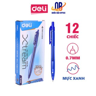 Bút Bi Dầu Đầu Bấm XTREAM 0.5mm (Xanh) DELI EQ02030