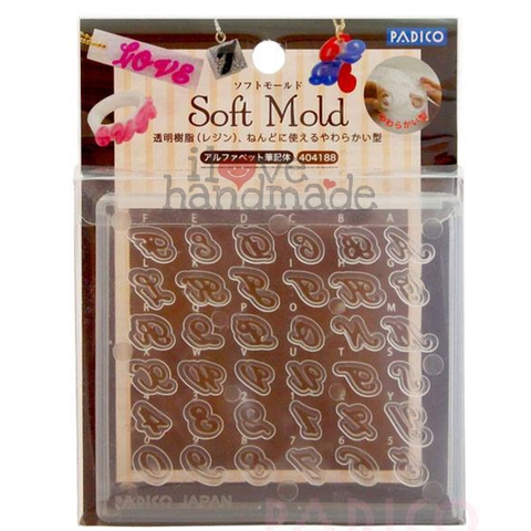 Khuôn đổ nhựa resin chữ cái cách điệu - Padico SOFT MOLD ALPHABET CURSIVE LETTERS