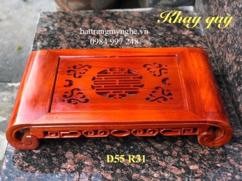 Khay quỳ gỗ hương dài 55cm rộng 31cm