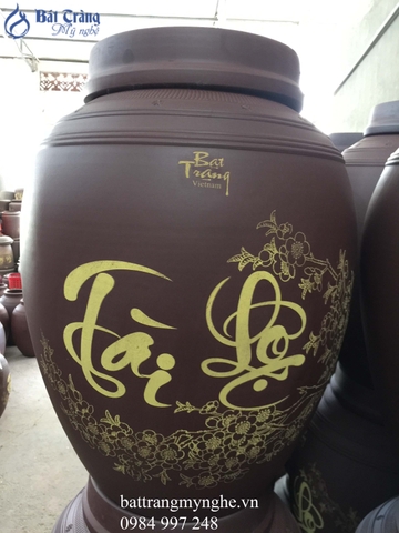 Chum Sành Bát Tràng ngâm rượu tài lộc không tráng men 50l