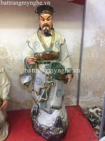 Tượng Khổng Minh - men rạn - hàng kĩ - cao 86 cm