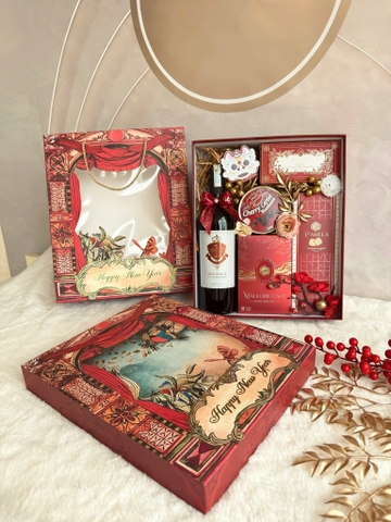 Set Quà Tết Hộp + Túi MS09 ĐỎ