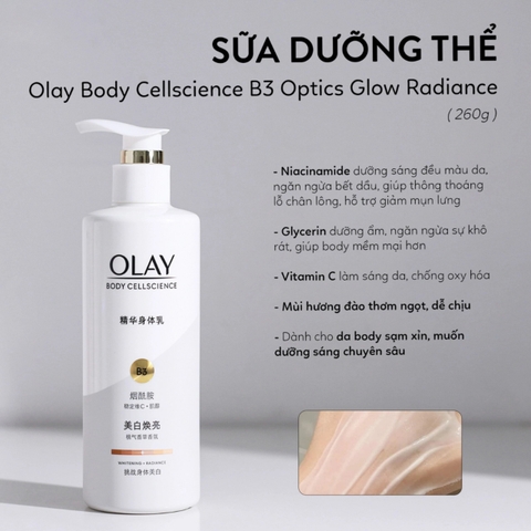 Dưỡng Thể Dưỡng Trắng Da Olay Body Cellscience B3 Whitening Radiance