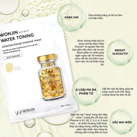 Mặt nạ WONJIN hộp 10 miếng - VÀNG - dưỡng trắng
