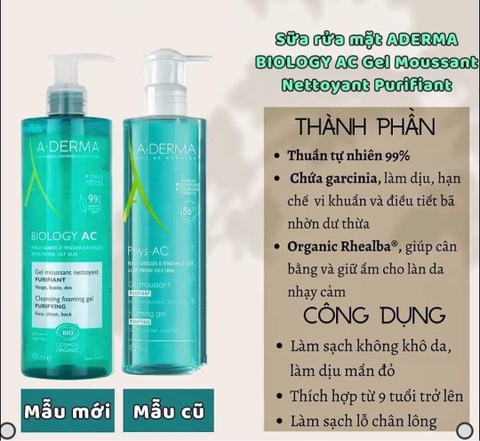 Sữa Rửa Mặt Dạng Gel Aderma Pháp 400ml - 400ml