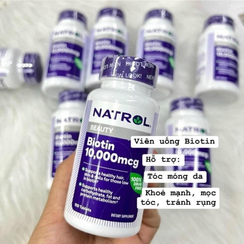 Viên Uống Chống Rụng, Kích Thích Mọc Tóc Natrol Biotin 10,000mcg Của Mỹ