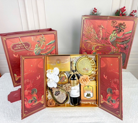 Set Quà Tết Hộp Nam Châm + Túi MS22- ĐỎ