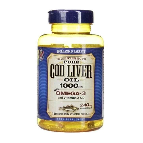 DẦU GAN CÁ TUYẾT HOLLAND & BARRETT COD LIVER 1000MG 240 VIÊN