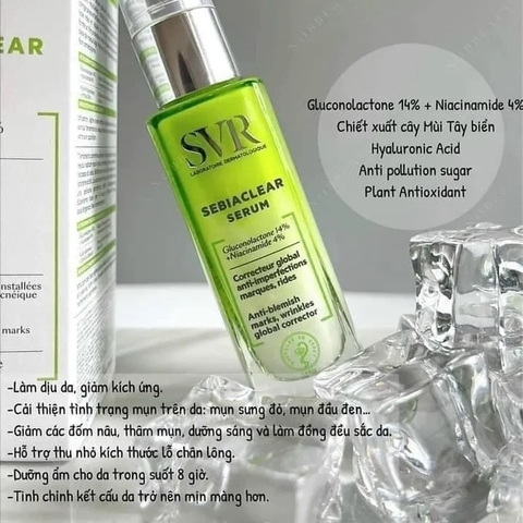 Serum SVR Làm Giảm Mụn, Mờ Nám, Làm Mềm Mịn Da 30ml Sebiaclear Serum