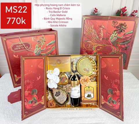 Set Quà Tết Hộp Nam Châm + Túi MS22- ĐỎ