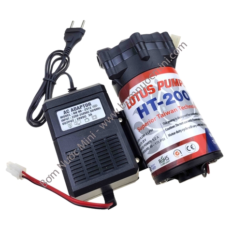 Bộ Bơm Phun Sương HT-200 + Nguồn Nhựa Adaptor (Phun 20-50 Béc)