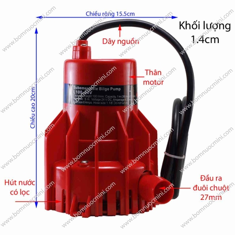 Bơm Chìm Đỏ 12V 24V 180W