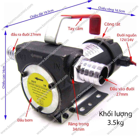 Bơm Xăng Dầu Nhớt 24V DP-4013 (40L/P) | Máy Bơm DP4013 24V