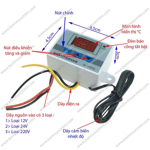 Điều Khiển Nhiệt Độ 12V/24V/220V Siêu Mini