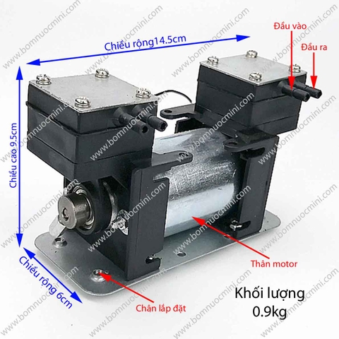 Máy Bơm Chân Không Đôi 12VDC 220VDC Màu Đen Đứng