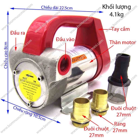 Máy Bơm Thực Phẩm Độ Nhớt Cao INOX 304 24V 155W (40L/P)