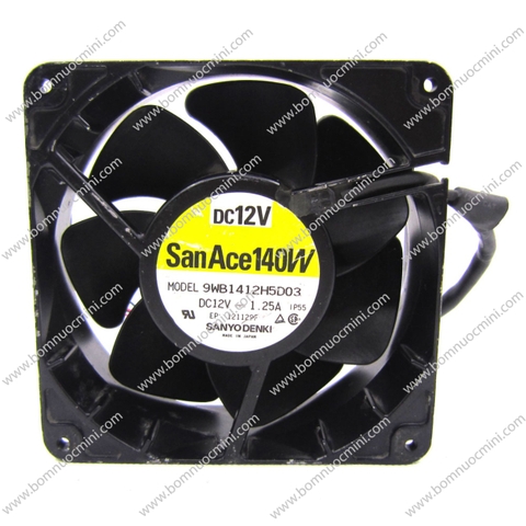 QUẠT TẢN NHIỆT 12V 1.25A SANACE 140W 9WB1412H5D03 CHỐNG NƯỚC 140x140x51mm | Fan 14051 12V | Quạt 14051 12V