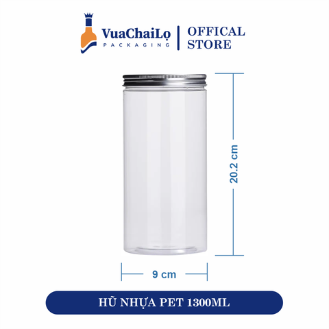 Hũ Nhựa PET Nắp Nhôm 1300ml