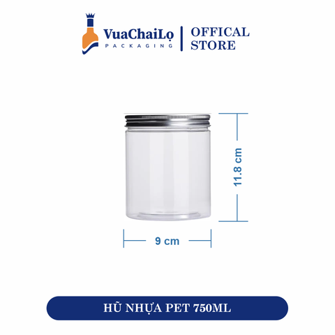 Hũ Nhựa PET Nắp Nhôm 750ml