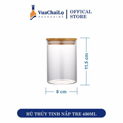 Lọ Thủy Tinh Nắp Gỗ Tre 450ml