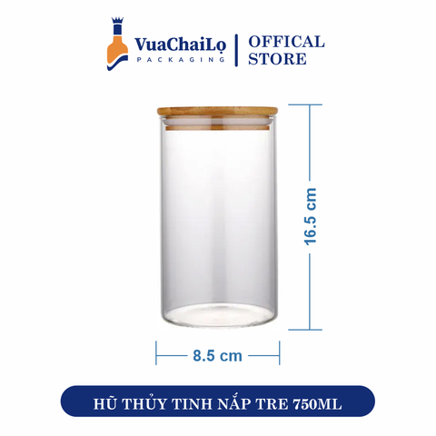 Lọ Thủy Tinh Nắp Gỗ Tre 750ml
