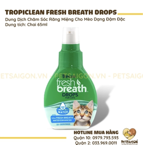 Dung Dịch Chăm Sóc Răng Miệng Cho Mèo Dạng Đậm Đặc Tropiclean Petsaigon