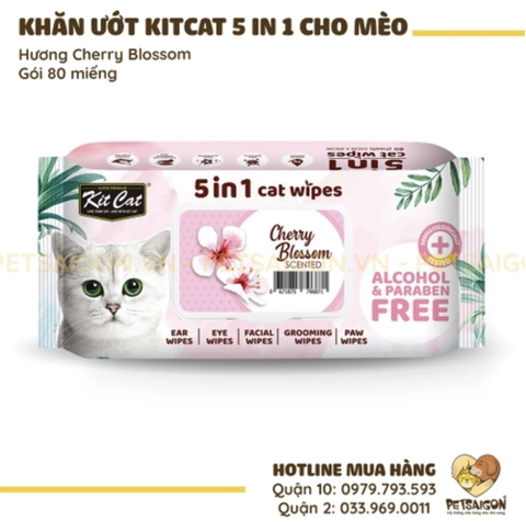 Khăn giấy ướt kitcat 5 trong 1 cho mèo petsaigon