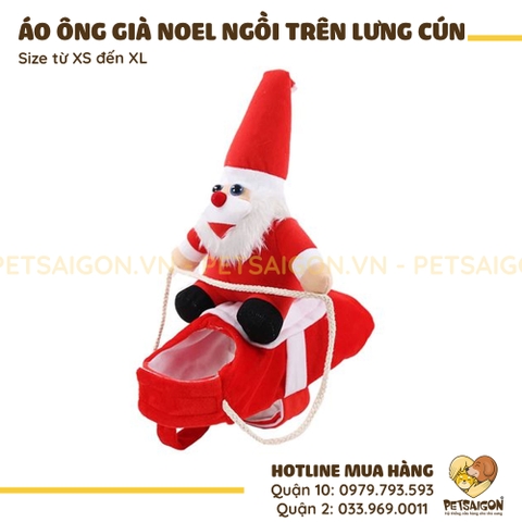 Áo Cho Chó Mèo Hình Ông Già Noel Cưỡi Trên Lưng Cún